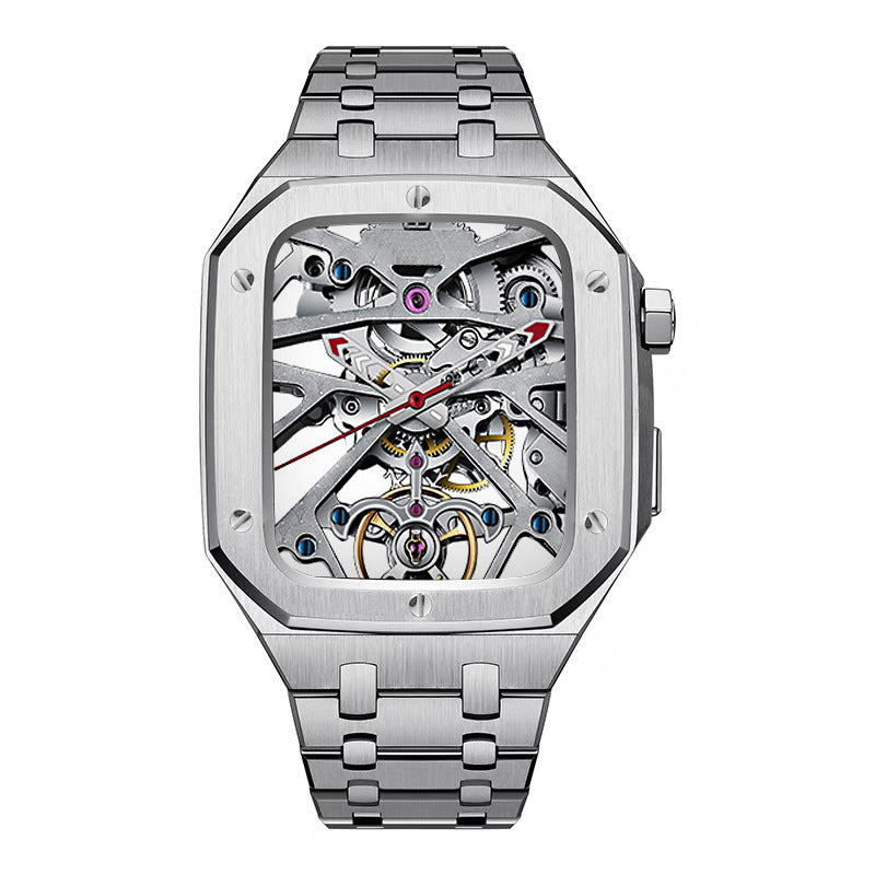 Unisex silver armor watch case & strap