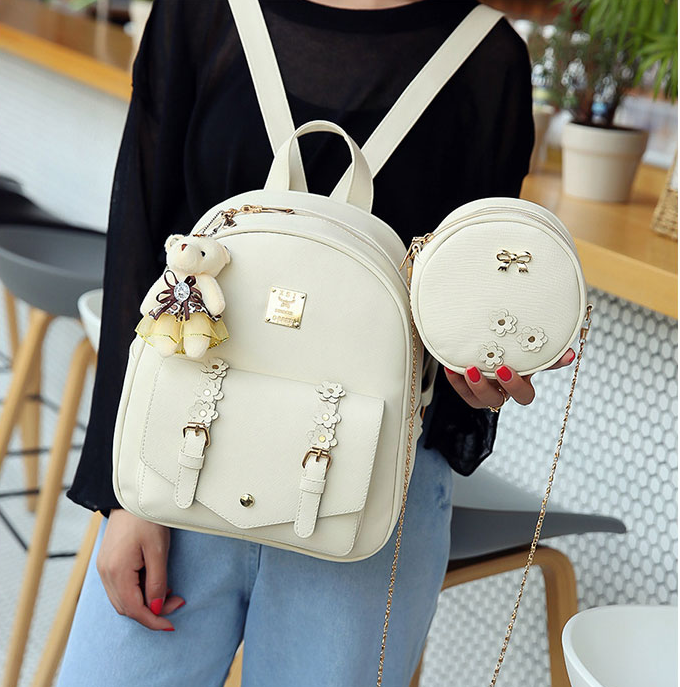 Girls 3pcs leather backpack set