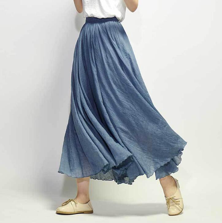 Women's blue saia summer skirts