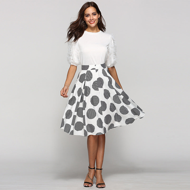 Women's polka dot midi skirt