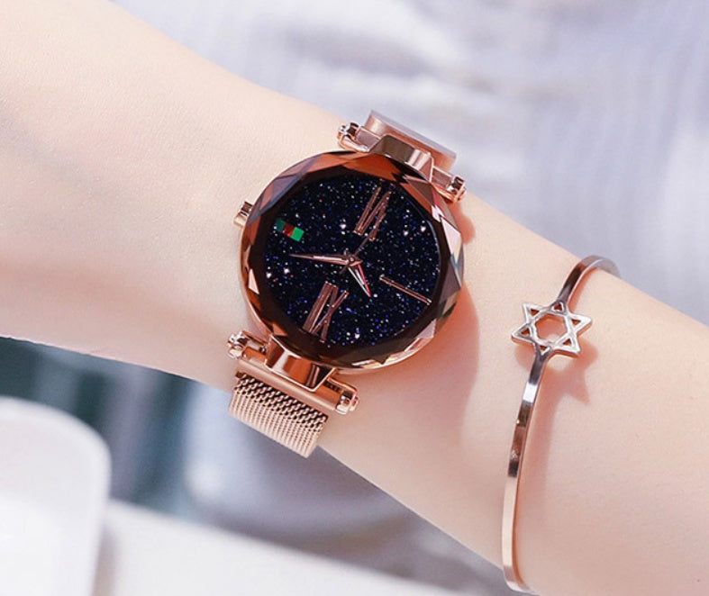 Starry sky glitter mesh watch for women - view 2