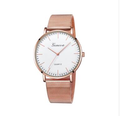 Unisex rose gold belt white face bracelet watch