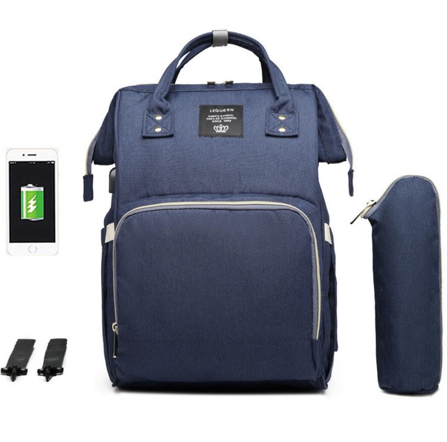 Unisex navy blue diaper bag backpack