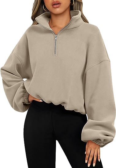 Women's khaki half zip jacket