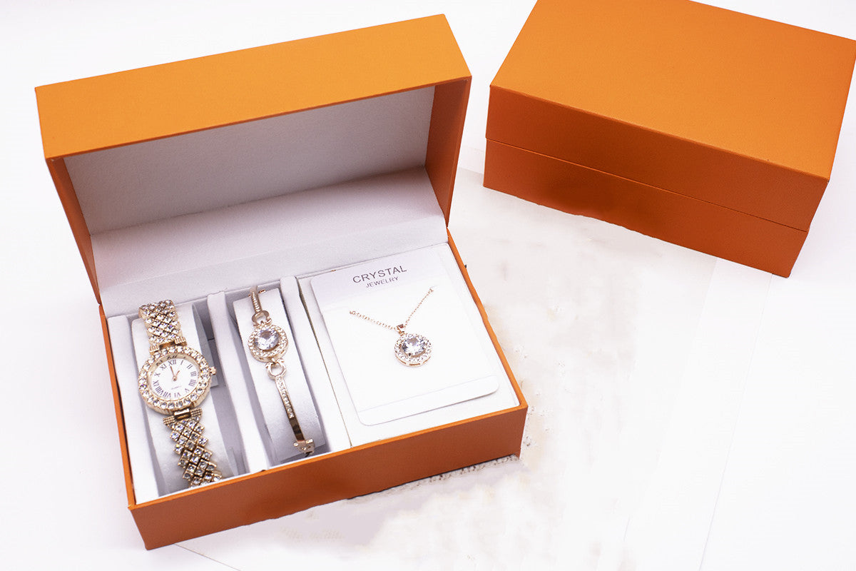 Rhinestone watch and bracelet set with necklace - view 6