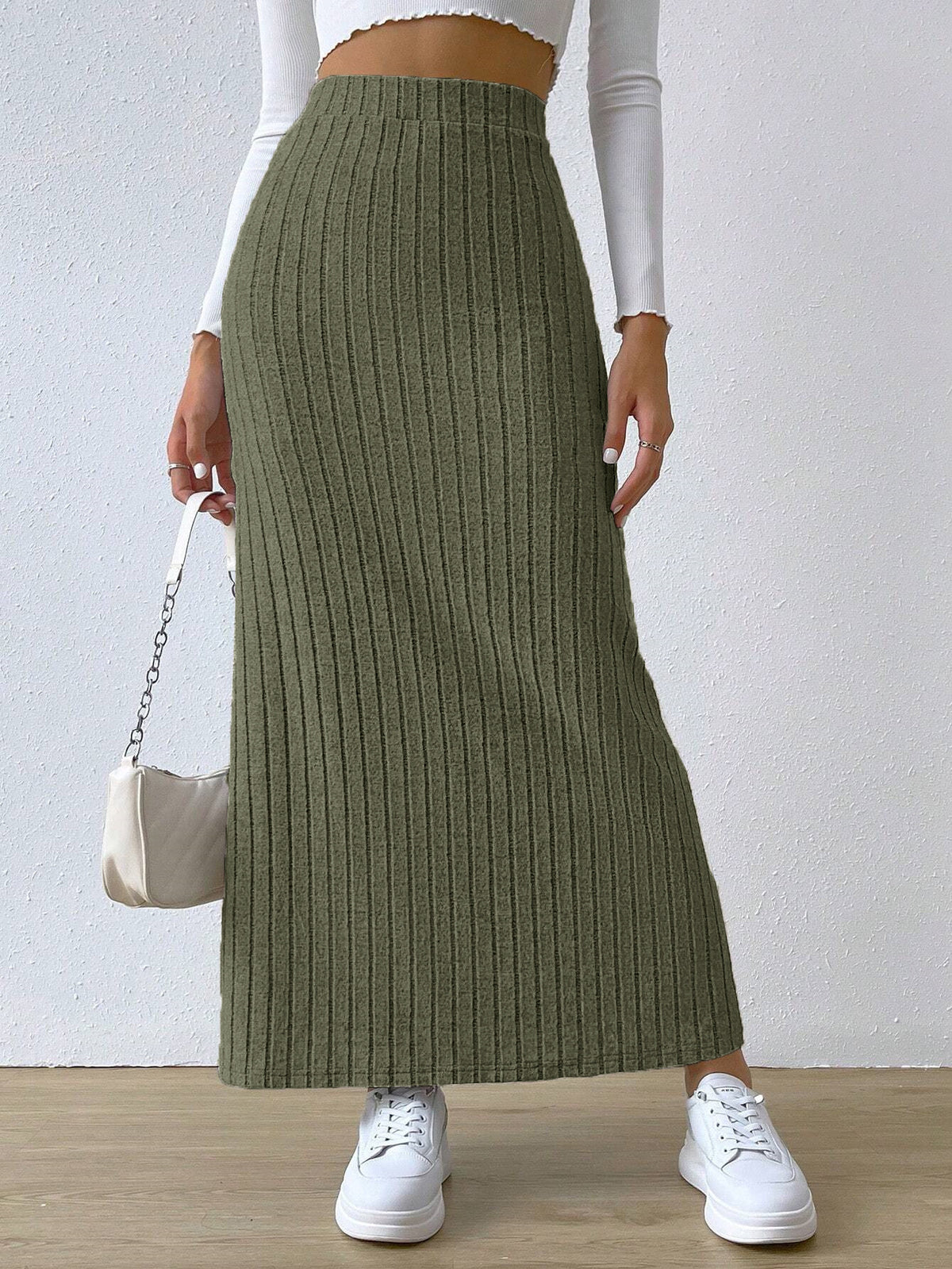 Women's army green high waist dress