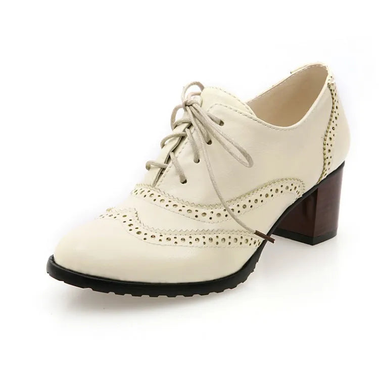 Women's beige oxford flats