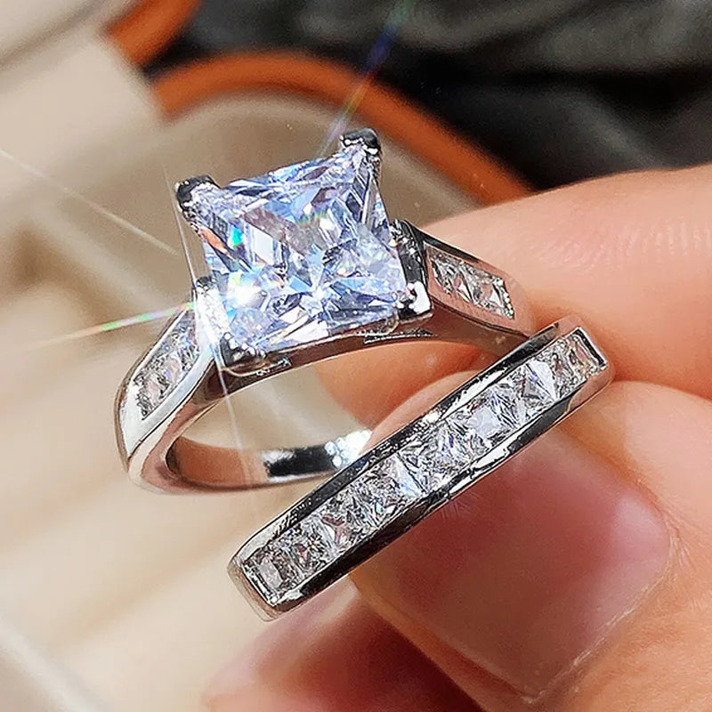 Alternate view: Women's square zirconia ring