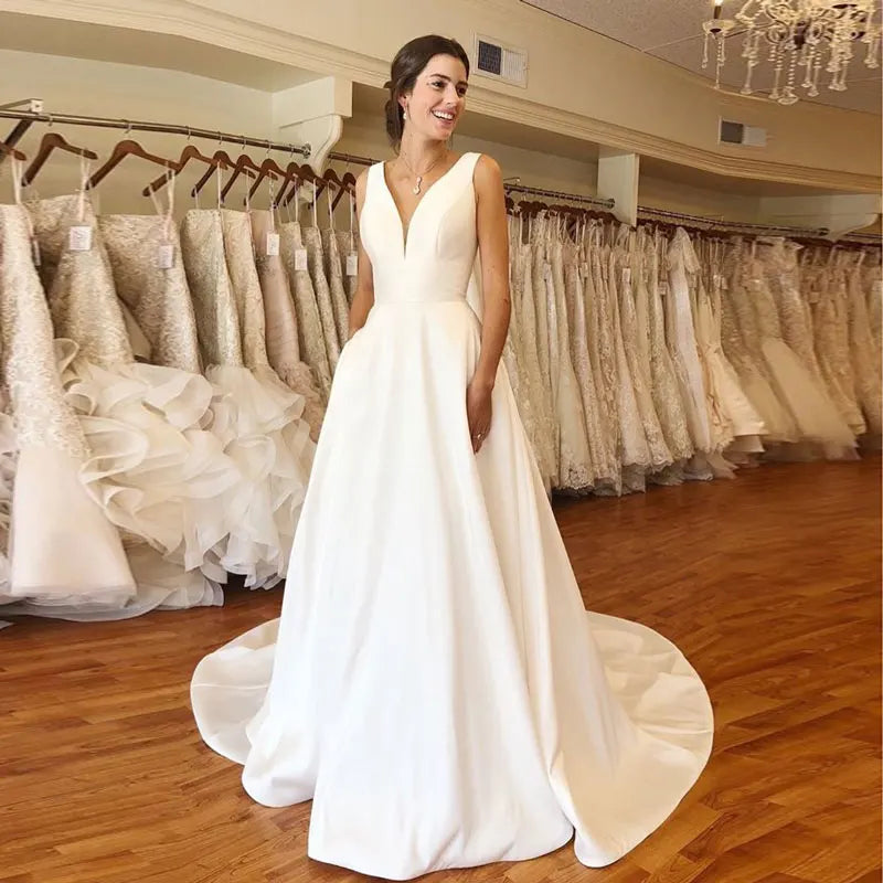 Women's satin wedding dress