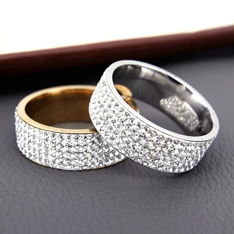 Women's 5 row crystal stainless steel ring