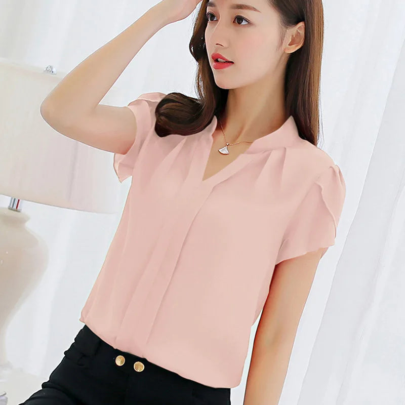 Women's pink chiffon blouse