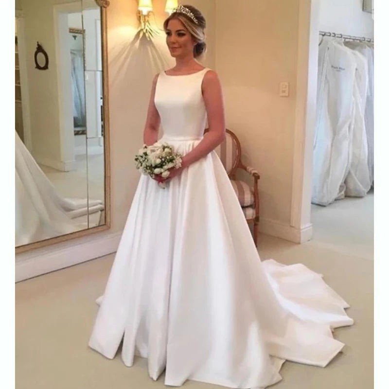 Alternate view: Women's satin wedding dress