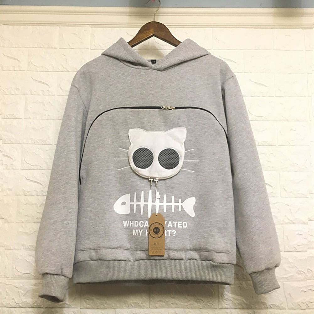 Women's light gray animal ear hoodie