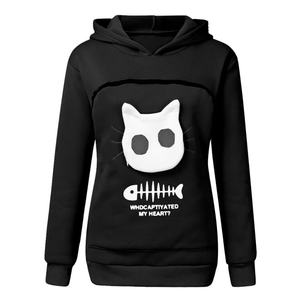 Women's black animal ear hoodie