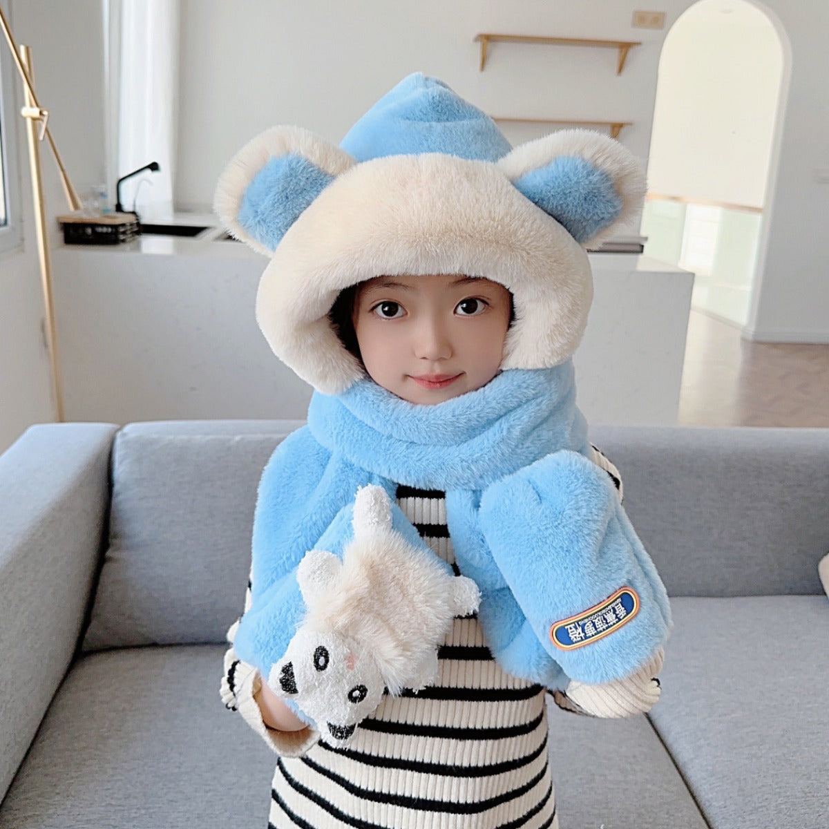 Kids hat scarf gloves set