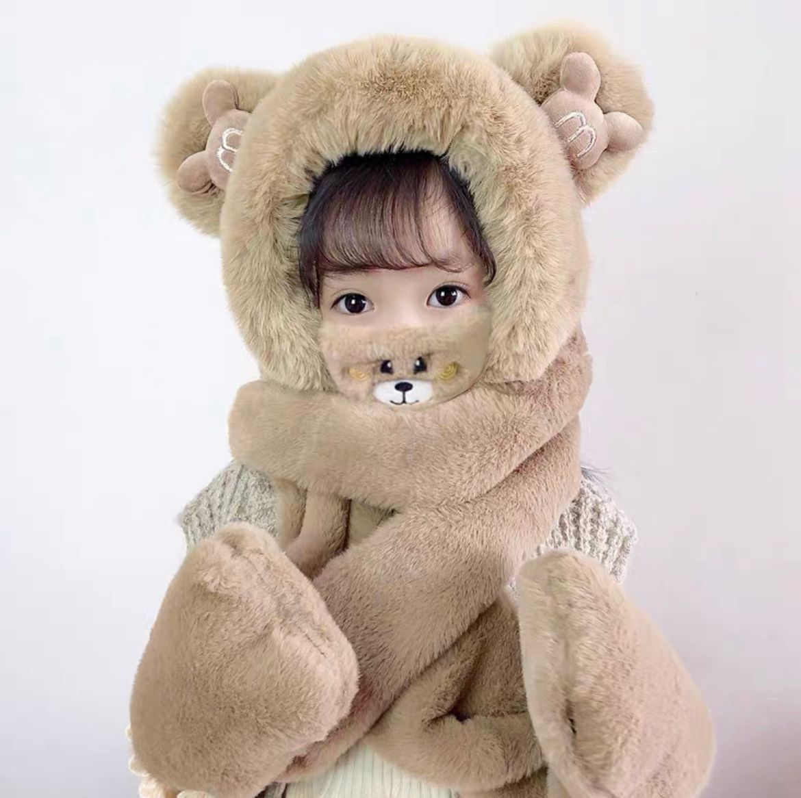 Kids hat scarf gloves set