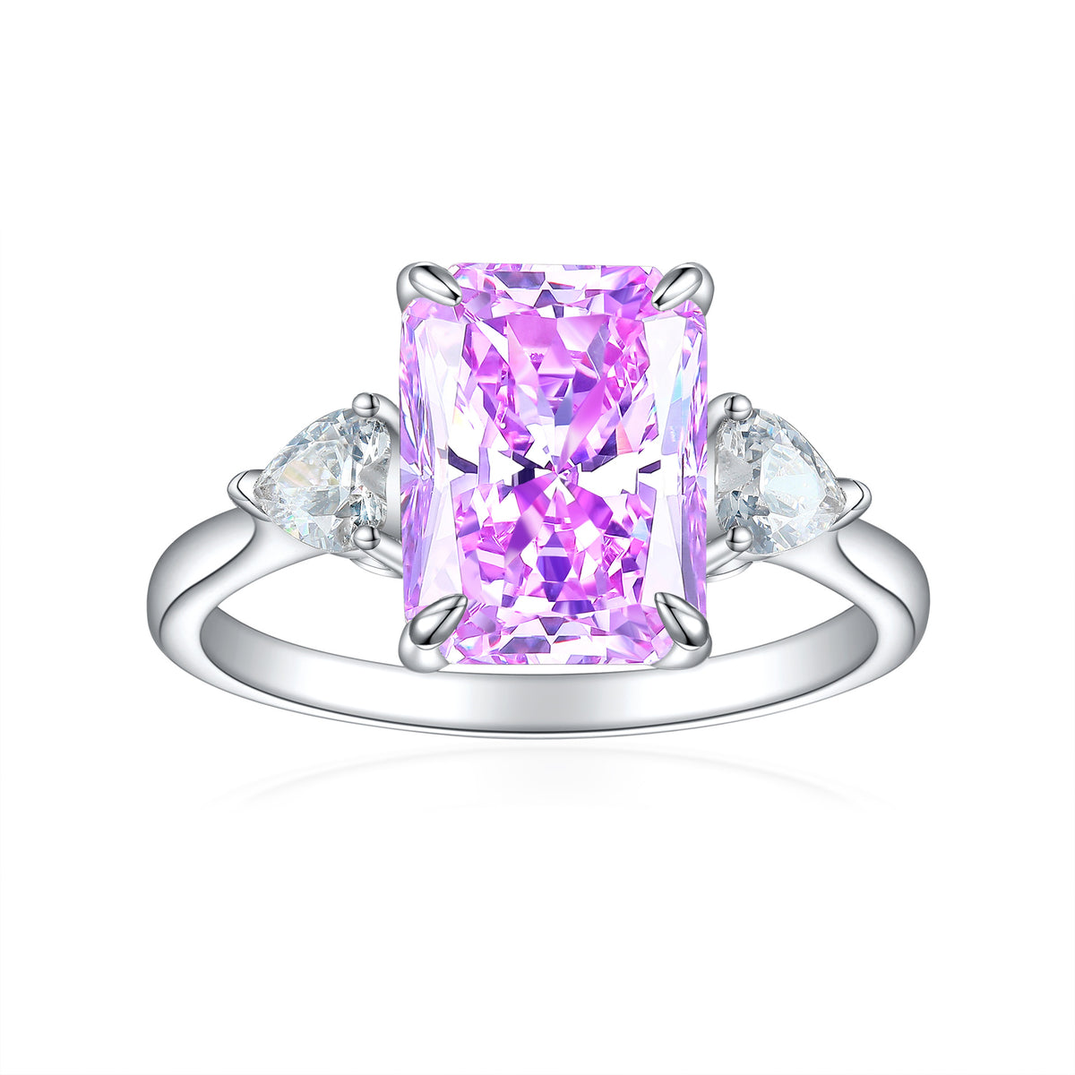 Women's S925 rectangular rhinestone ring