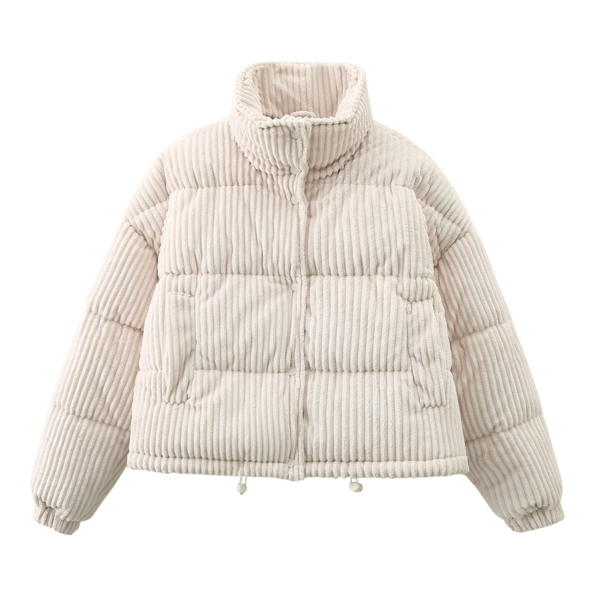 Women's milky white corduroy puffer jacket