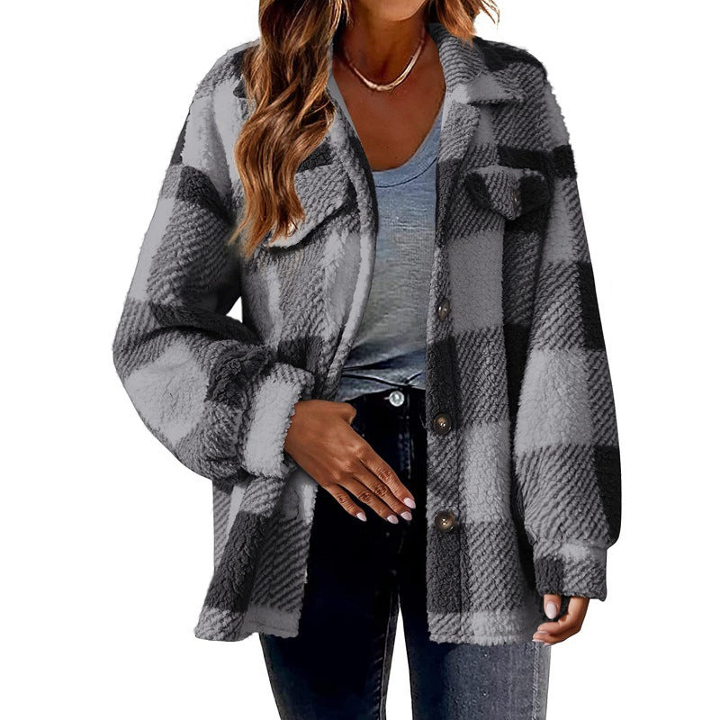 Women's gray turndown collar jacket