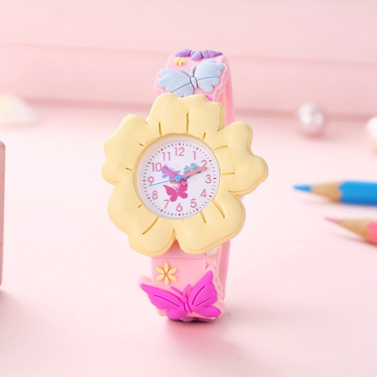 Girls flower silicone watch