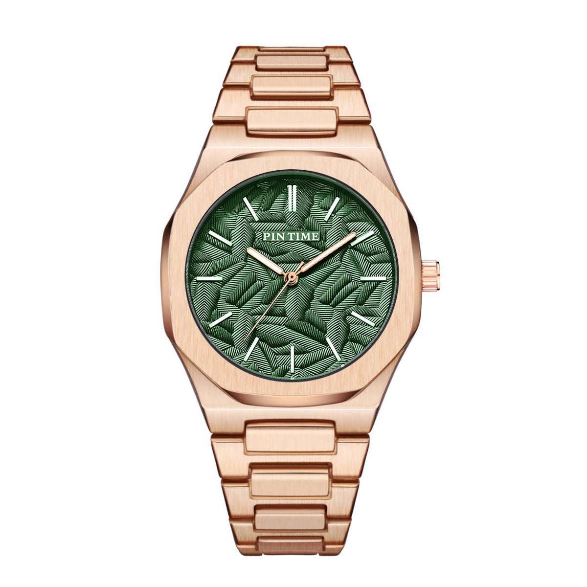 Men's palm leaf embossed watch