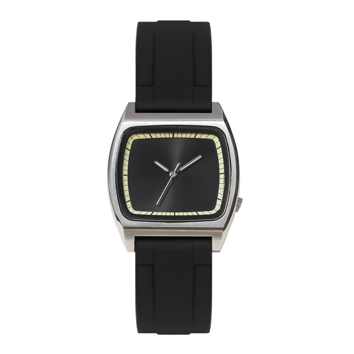 Unisex white and black silicone band simple watch