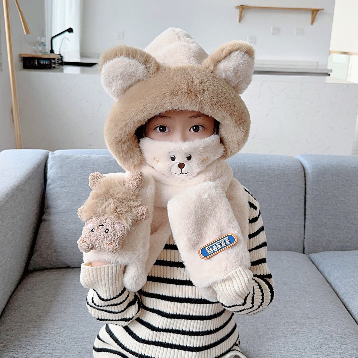 Kids hat scarf gloves set