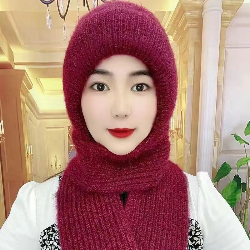 Unisex wine red hat & scarf combo