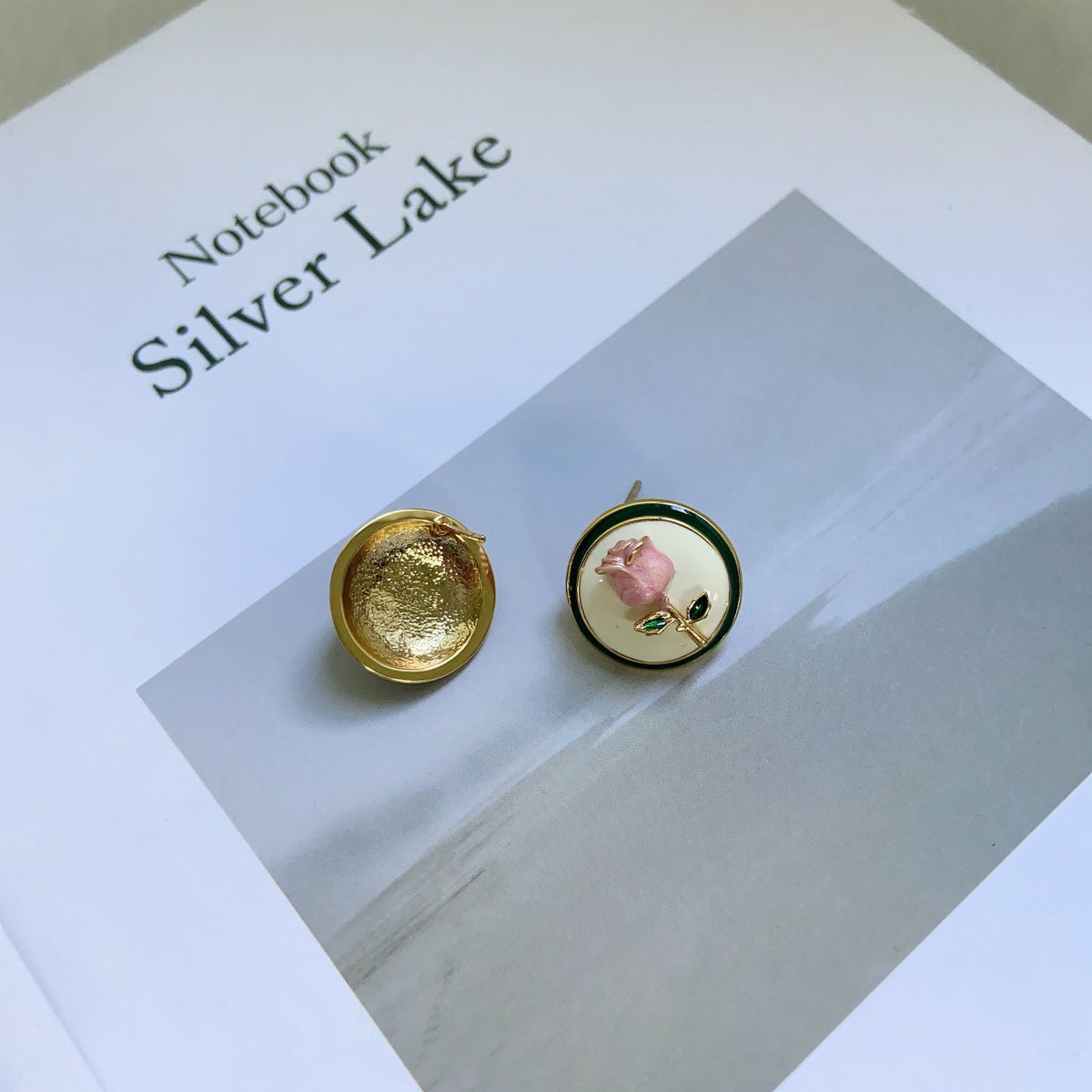 Women's vintage rose earrings