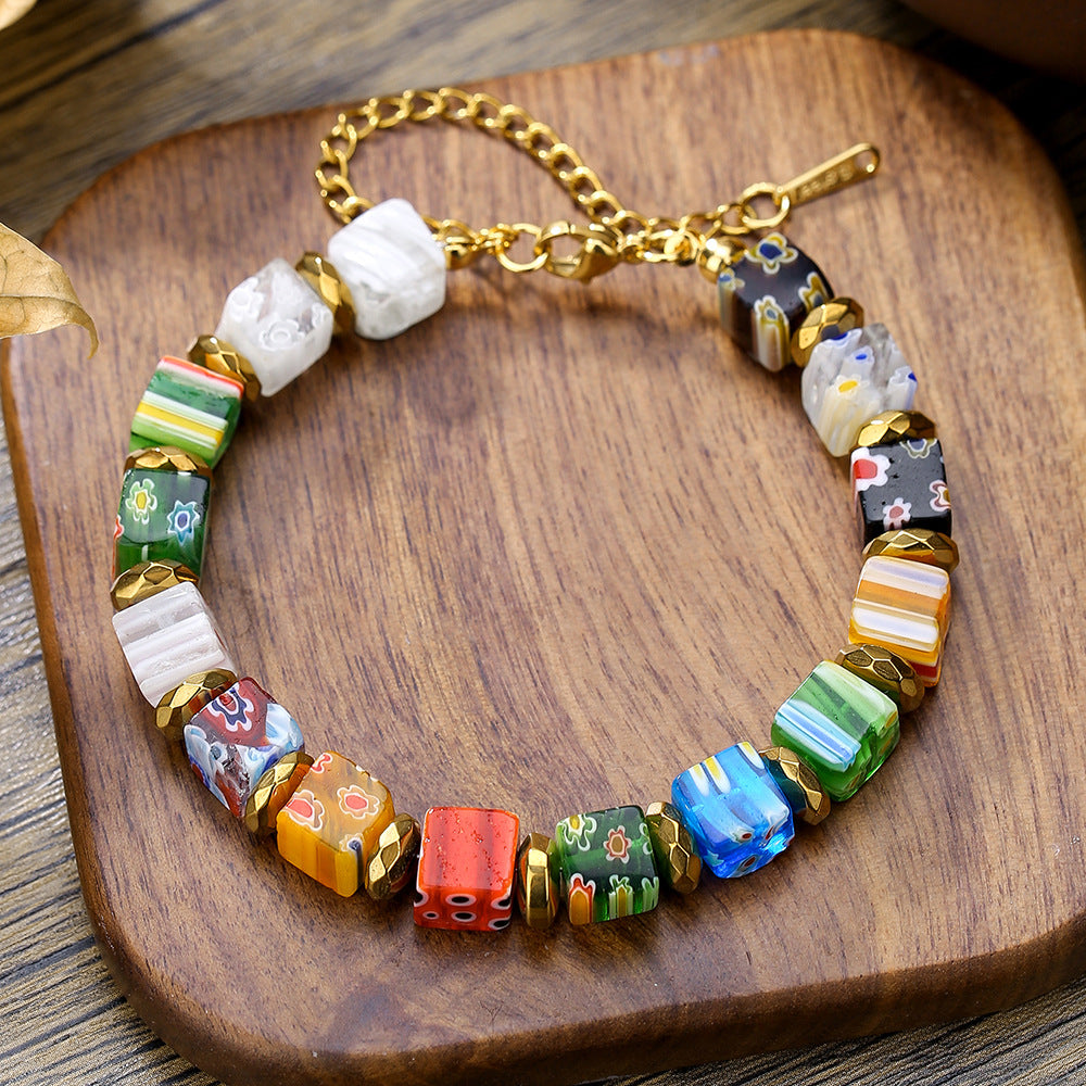 Unisex murano glass bead bracelet
