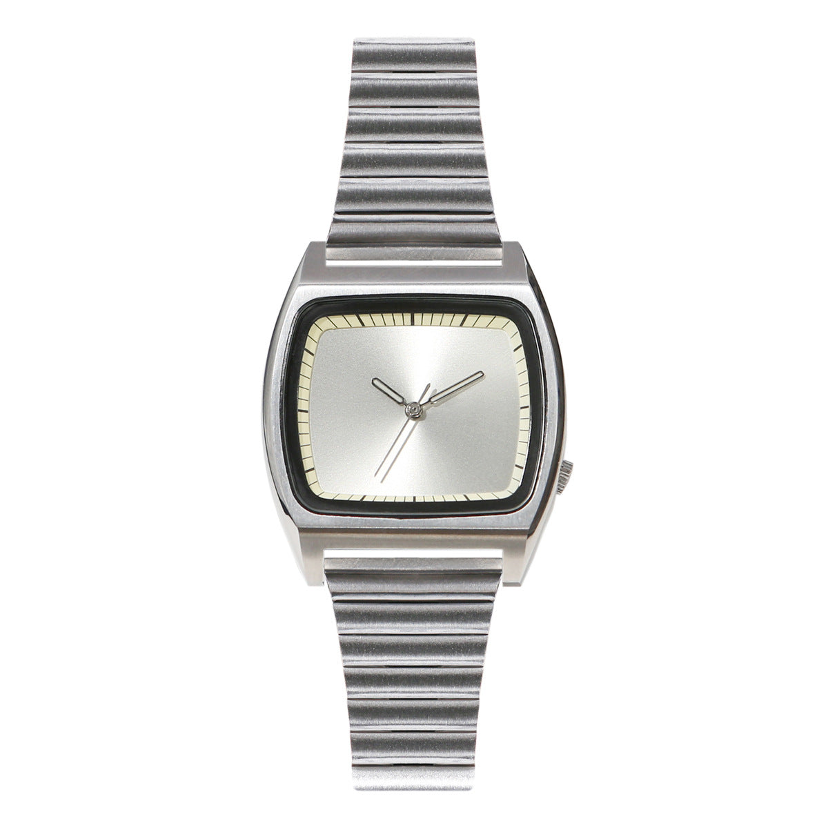 Unisex white surface steel strip simple watch