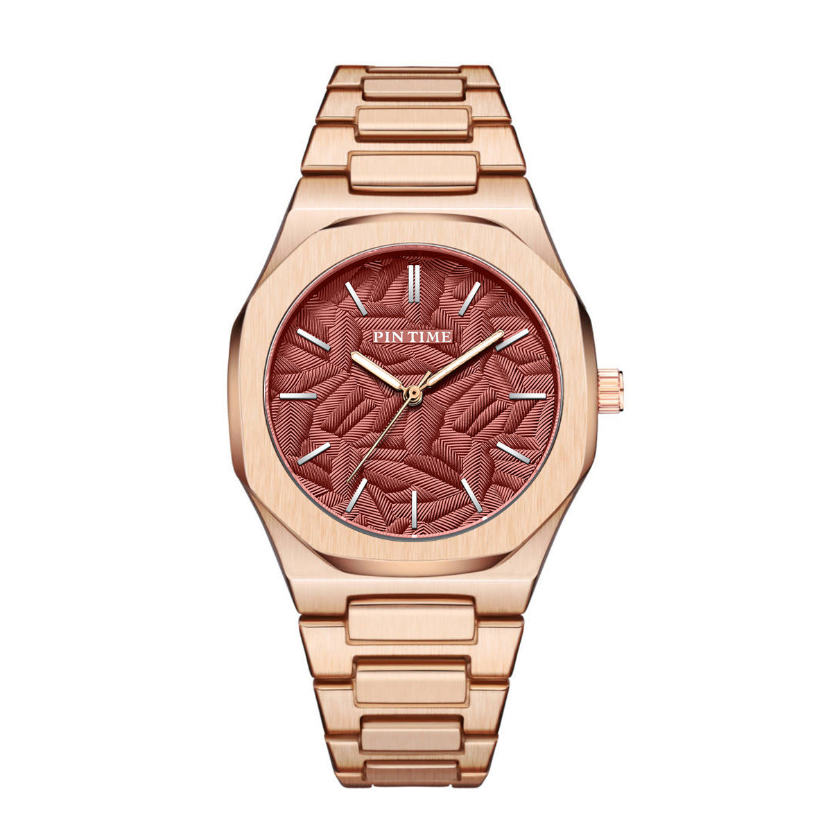 Men's palm leaf embossed watch