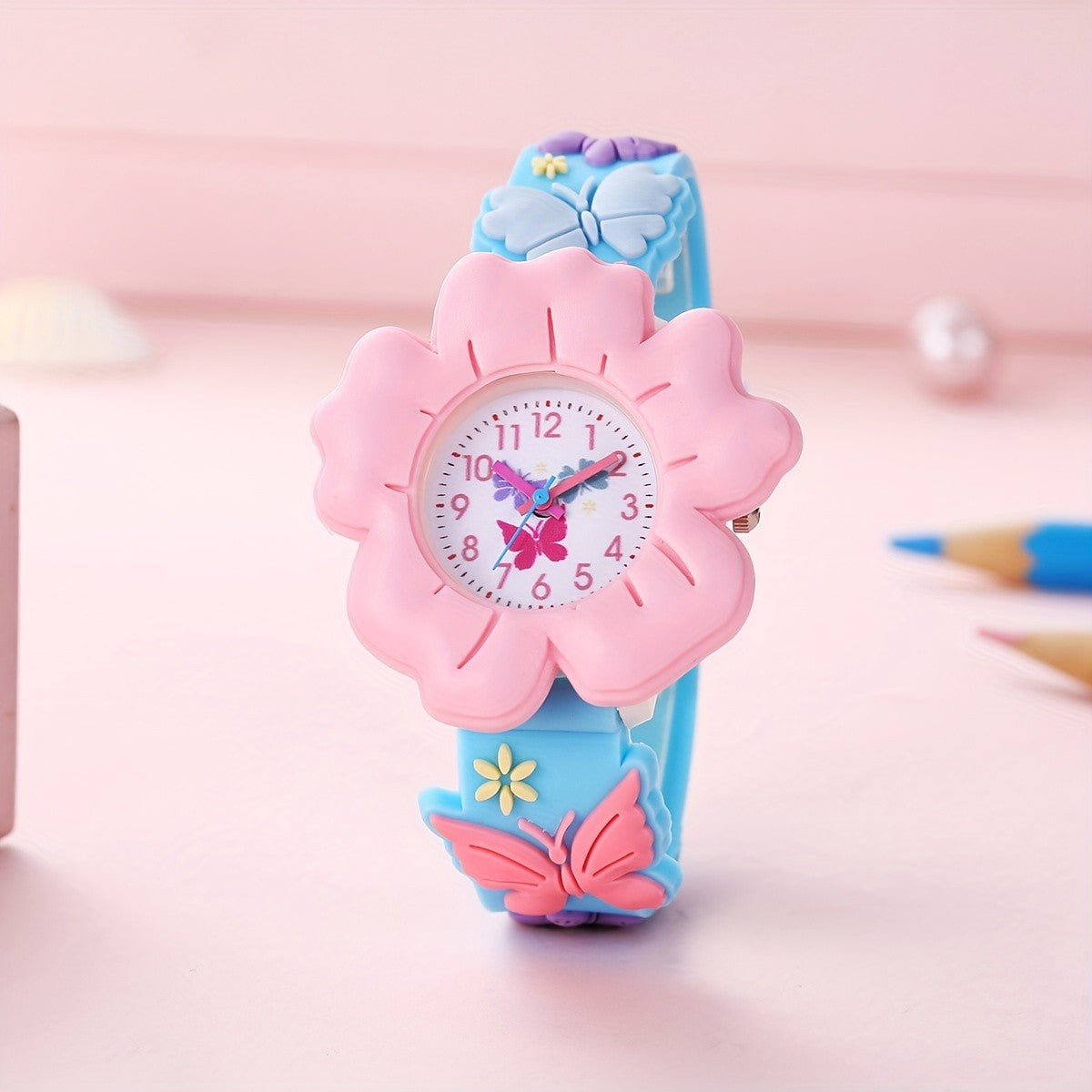 Girls flower silicone watch