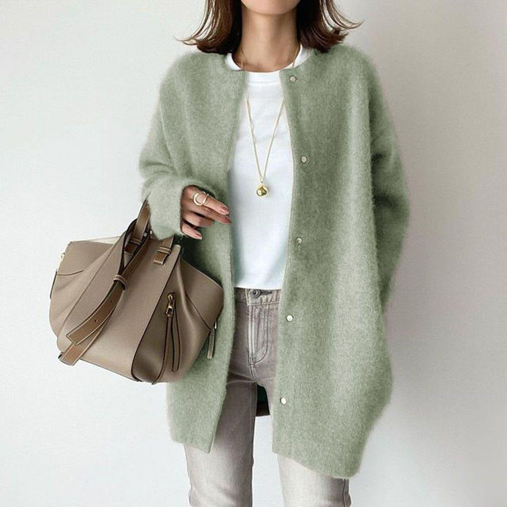 Women's light green knitted material knitted cardigan