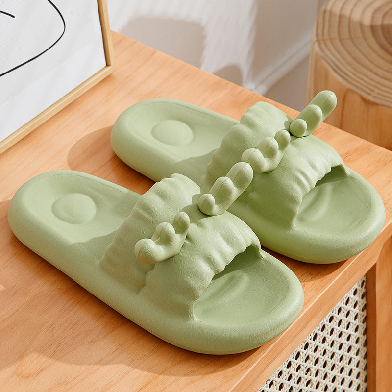 Women's green horn slippers