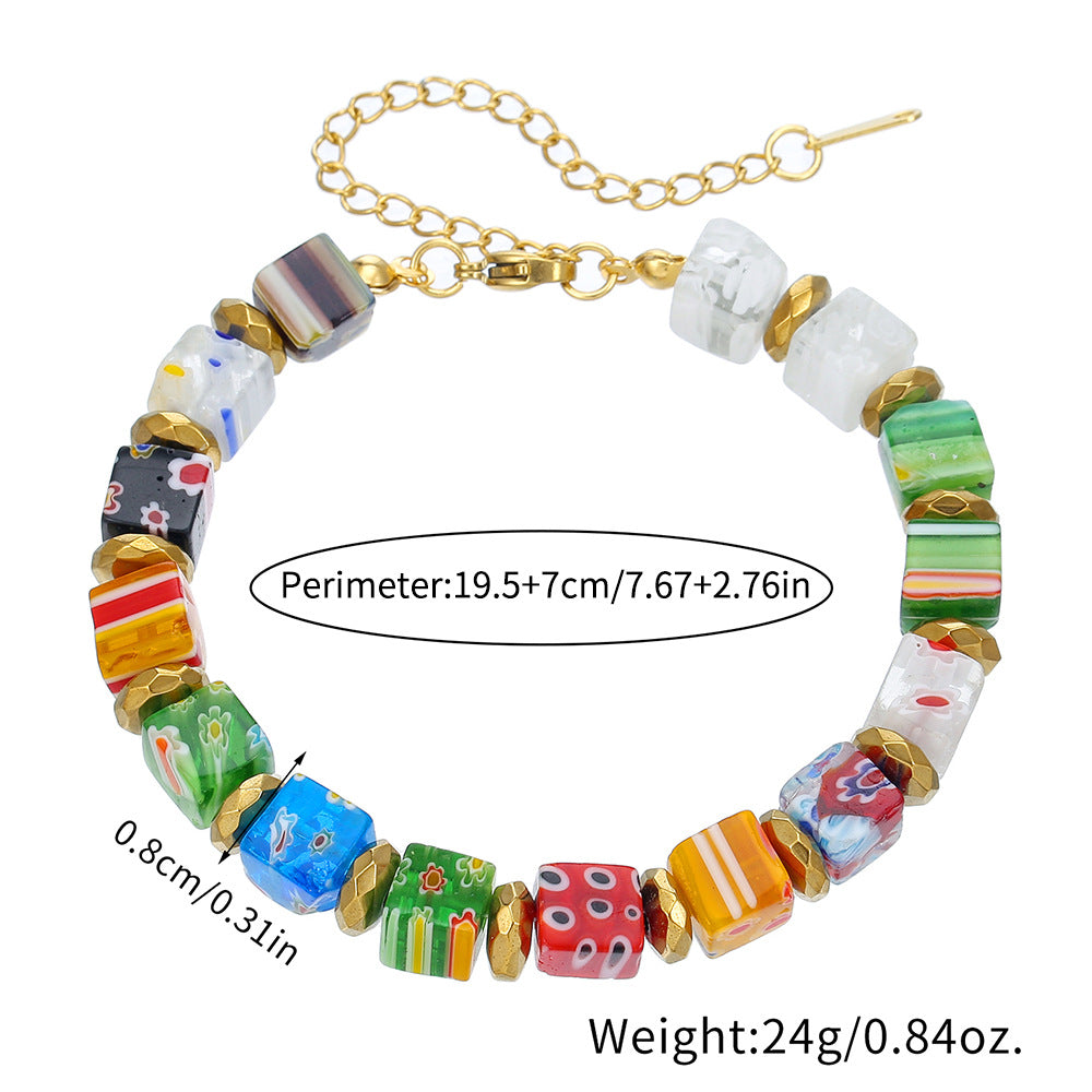 Unisex murano glass bead bracelet