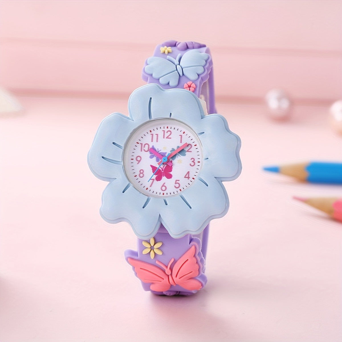 Girls flower silicone watch
