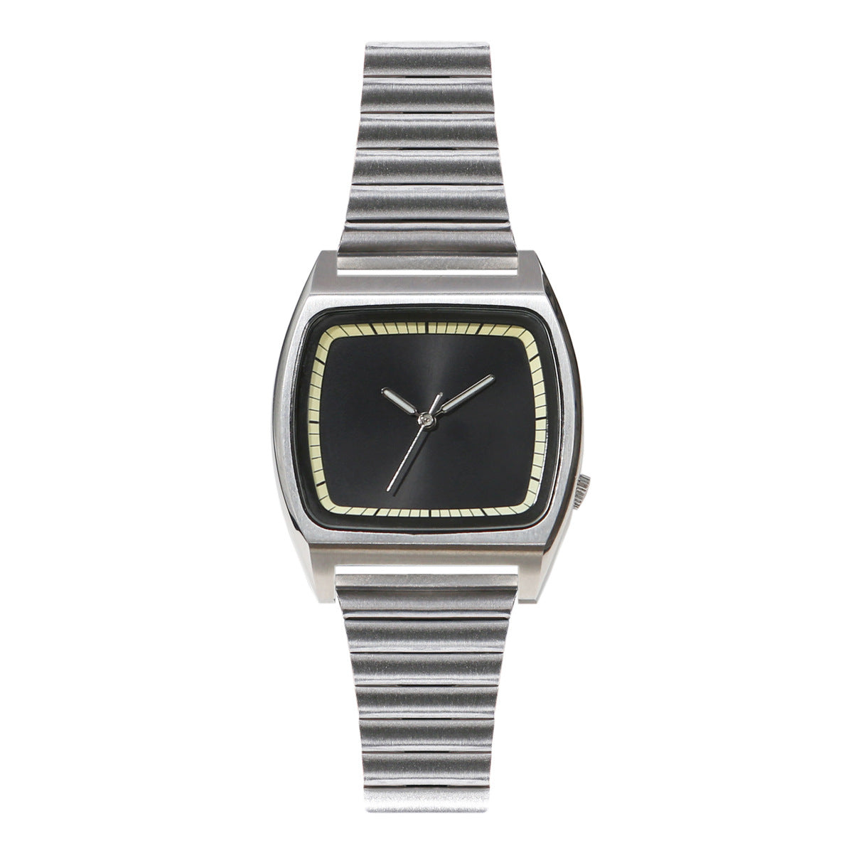 Unisex white and black steel belt simple watch