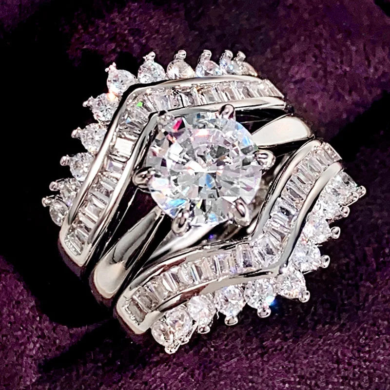 Alternate view: Women's square zirconia ring