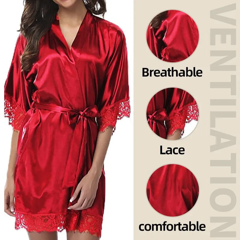 Alternate view: Women's ice silk pajama robe