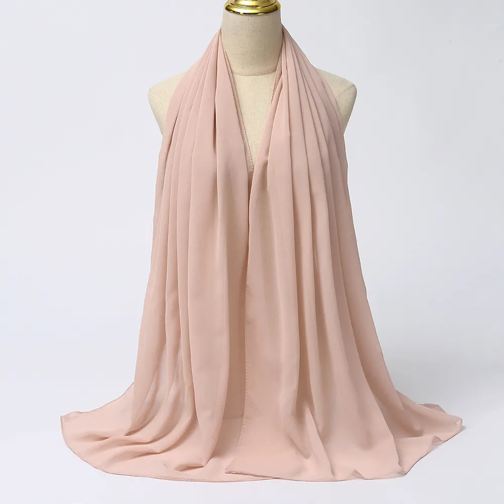 Women's milk pink chiffon hijab scarf