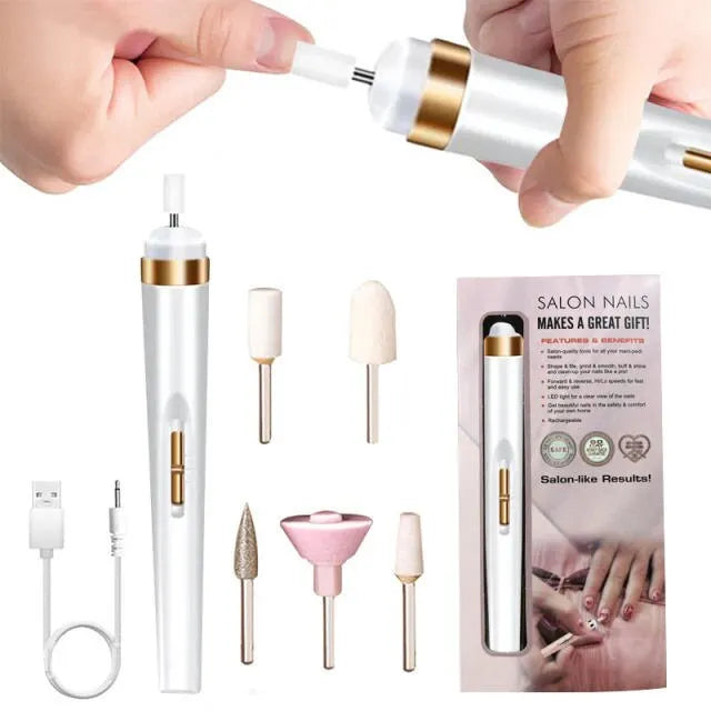 Unisex white 5 in 1 electric nail drill