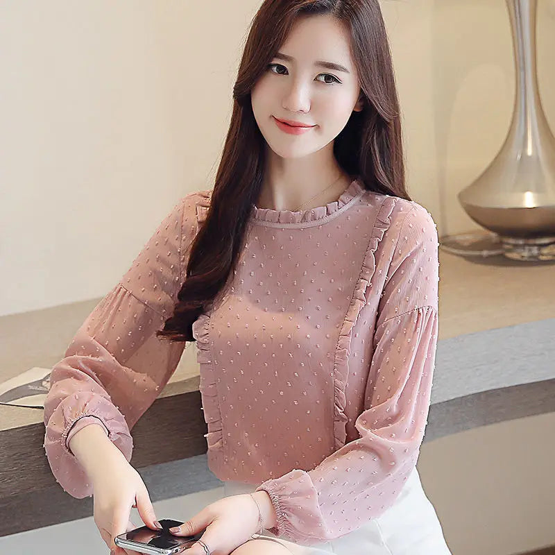 Women's ruffle chiffon blouse