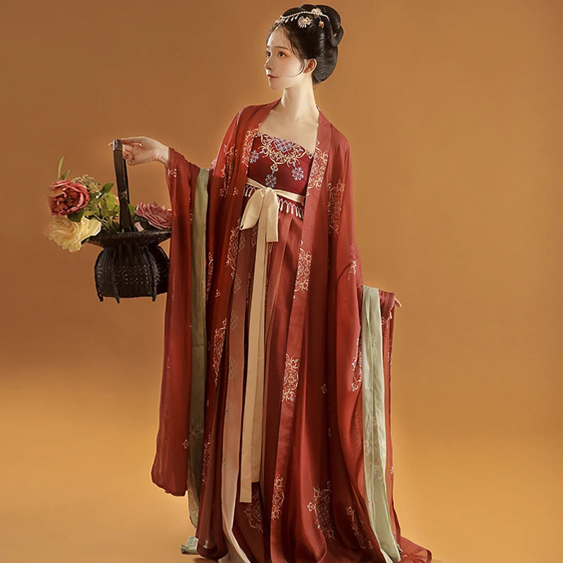 Girls red chinese hanfu dress