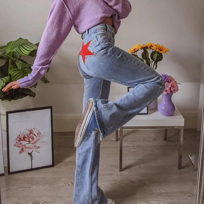 Women's star print jeans