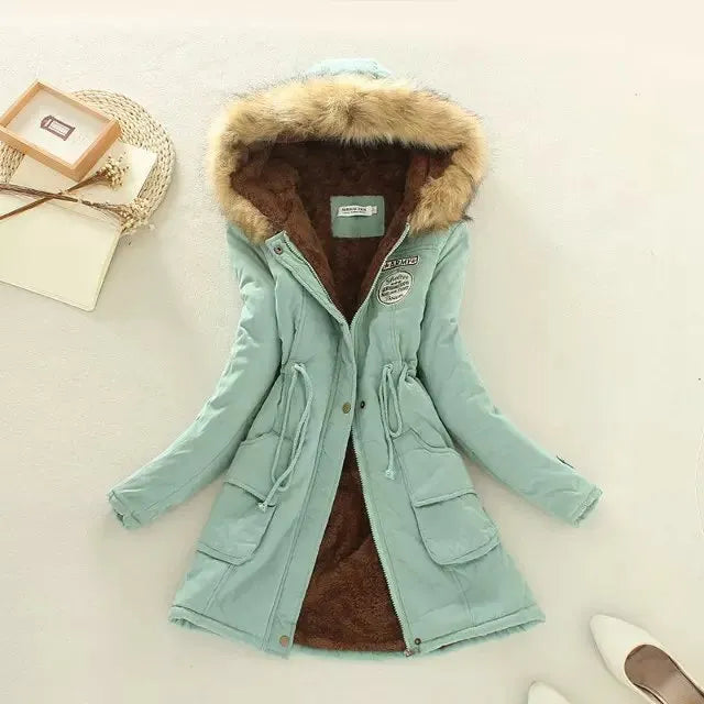 Women's deep bean green winter jackets & coats