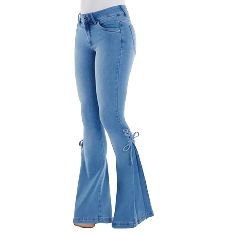 Women's dark blue mid waisted jeans