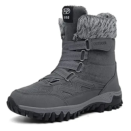 Women's gray winter snow boots