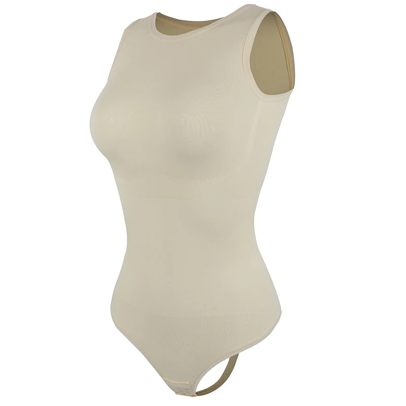 Women's beige shapewear bodysuit tank