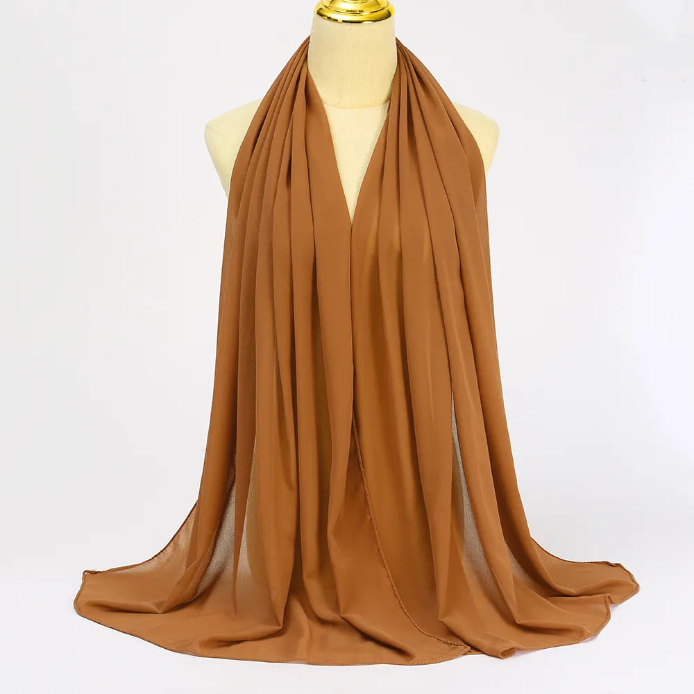 Women's walnut yellow chiffon hijab scarf